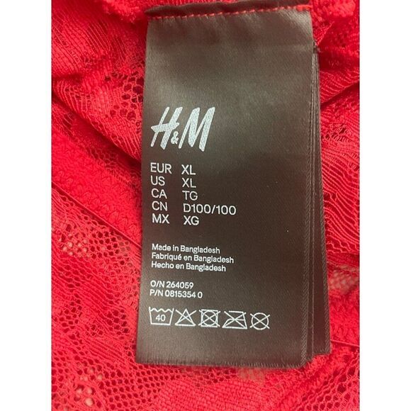 H&M Women Red Floral Lace Bodysuit Teddy Size XL - Picture 9 of 10